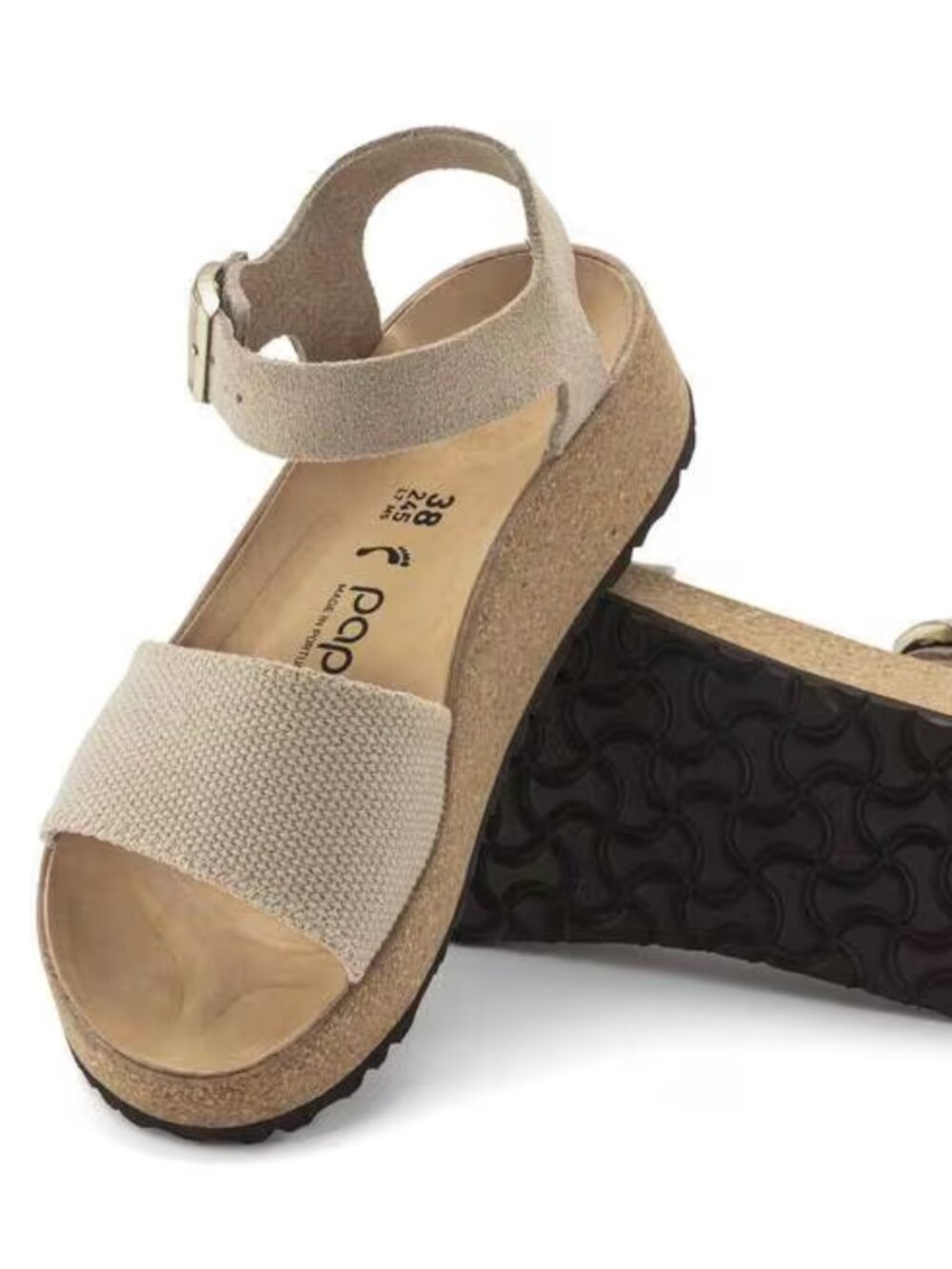 NWOB BIRKENSTOCK Papillio Glenda Suede Textile Ankle Platform Sandals 37 6